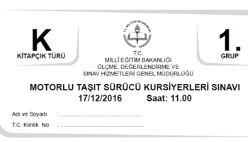 17 aralık 2016 ehliyet soru kitapçık